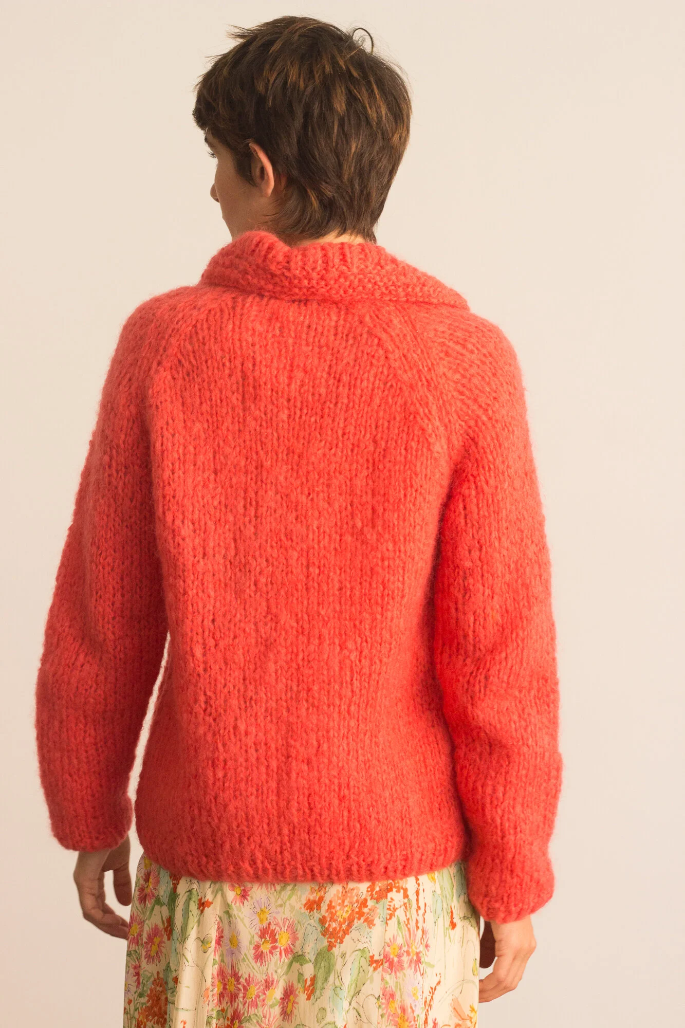 1960s Fluffy Italian Mohair Cardigan in Coral — Wayward Collection